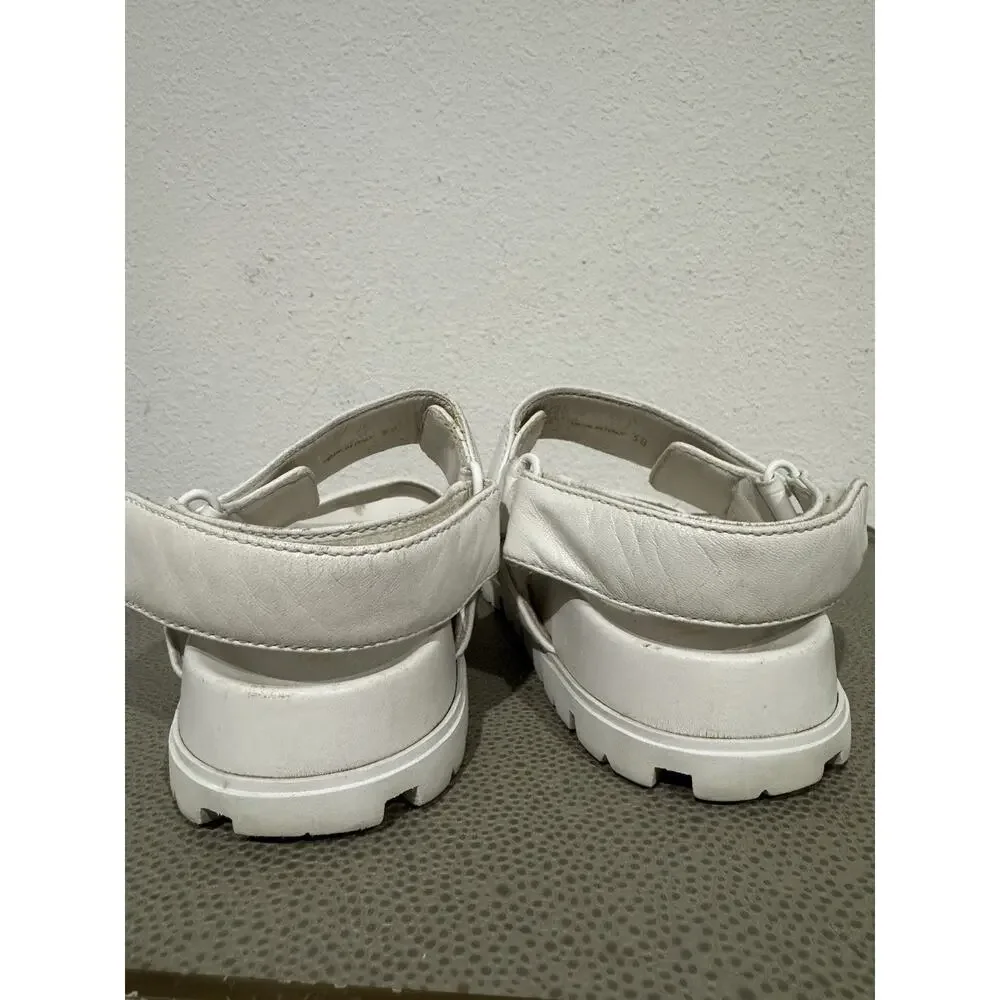 Prada Quilted Monolith Slung back Leather Sandal Sport Nappa Leather White Sz 38